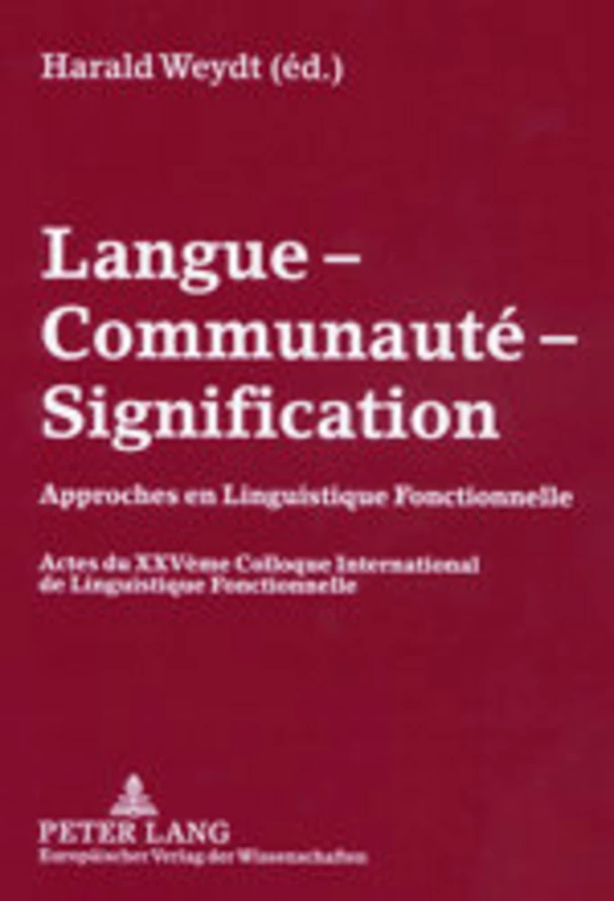 Titre: Langue – Communauté – Signification