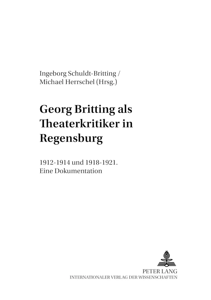 Titel: Georg Britting als Theaterkritiker in Regensburg