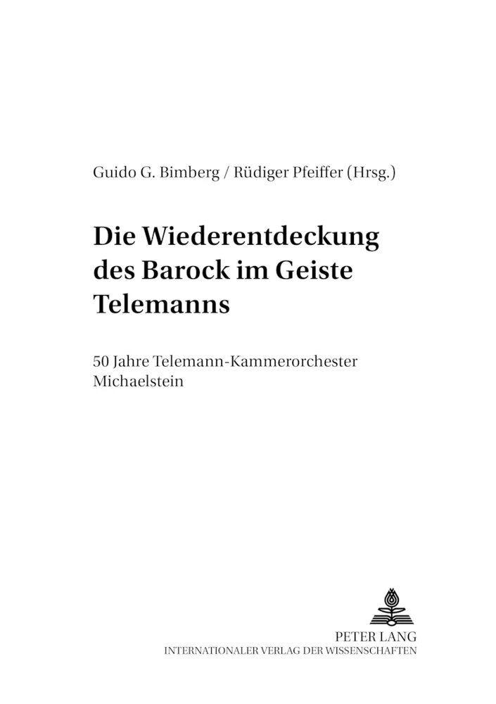 Title: Die Wiederentdeckung des Barock im Geiste Telemanns