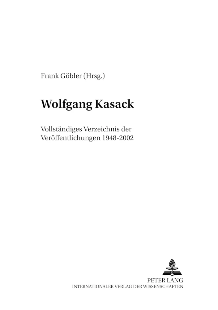 Titel: Wolfgang Kasack