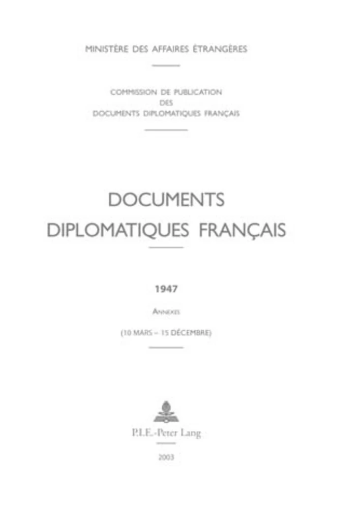 Titre: Documents diplomatiques français