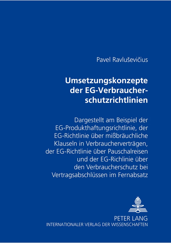 Title: Umsetzungskonzepte der EG-Verbraucherschutzrichtlinien