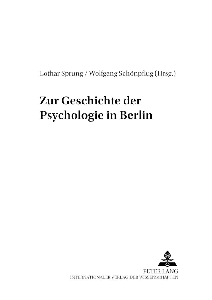Titel: Zur Geschichte der Psychologie in Berlin