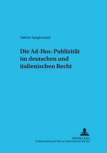 Title: Die Ad-hoc-Publizität im deutschen und italienischen Recht