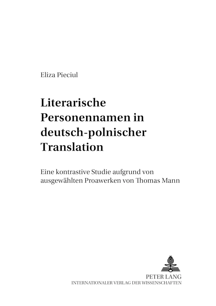 Titel: Literarische Personennamen in deutsch-polnischer Translation