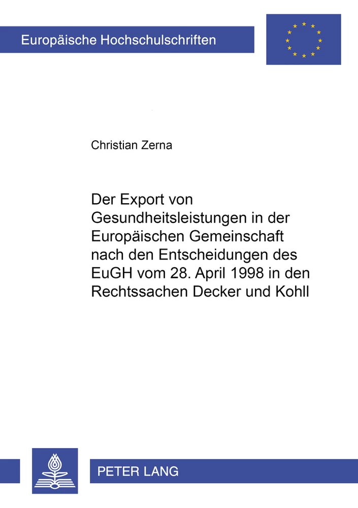 Titel: Der Export von Gesundheitsleistungen in der Europäischen Gemeinschaft nach den Entscheidungen des EuGH vom 28. April 1998 in den Rechtssachen «Decker» und  «Kohll»