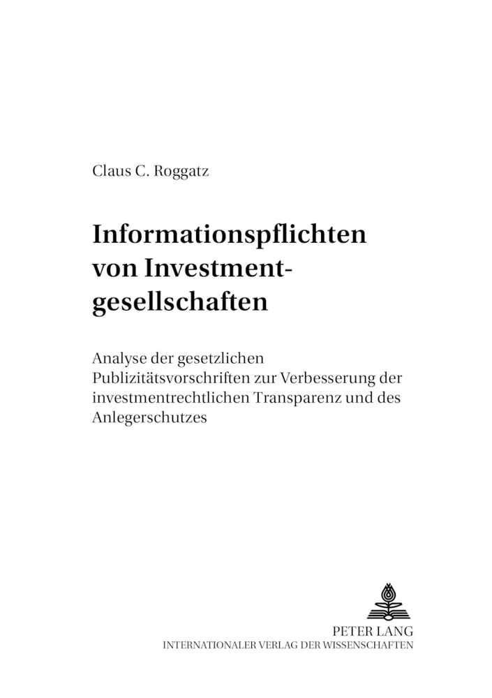 Titel: Informationspflichten von Investmentgesellschaften