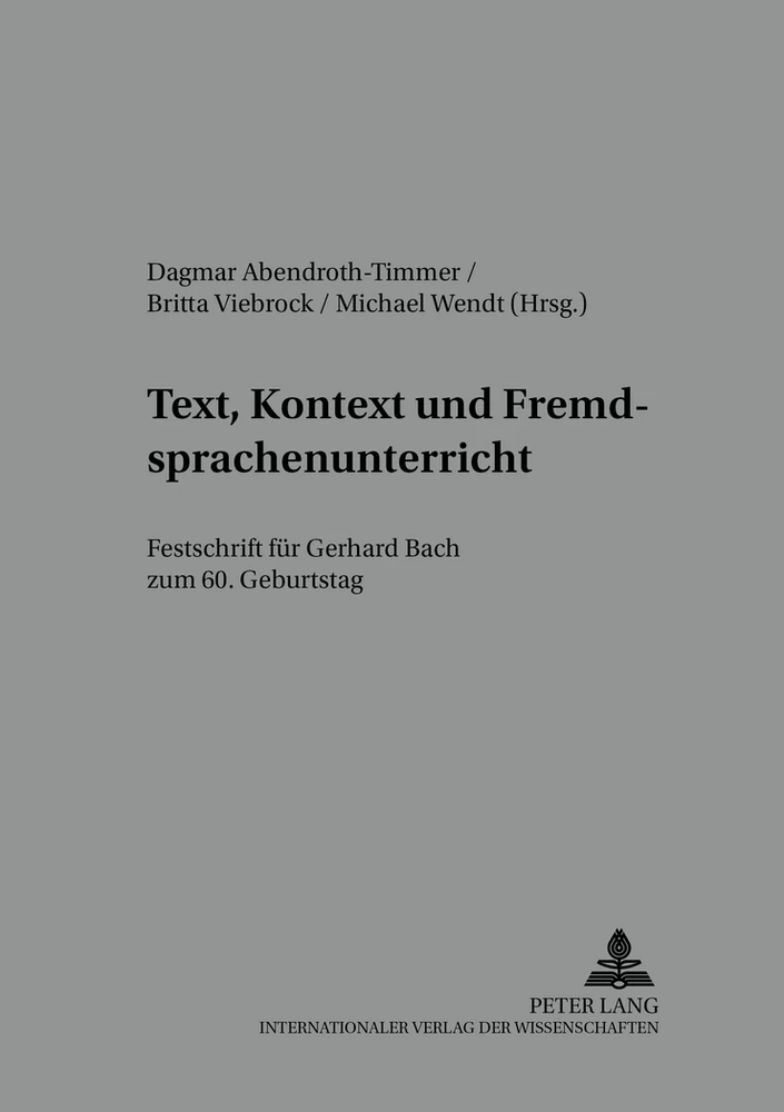 Titel: Text, Kontext und Fremdsprachenunterricht