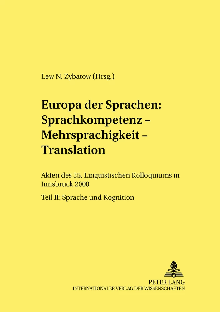 Title: Europa der Sprachen: Sprachkompetenz – Mehrsprachigkeit – Translation