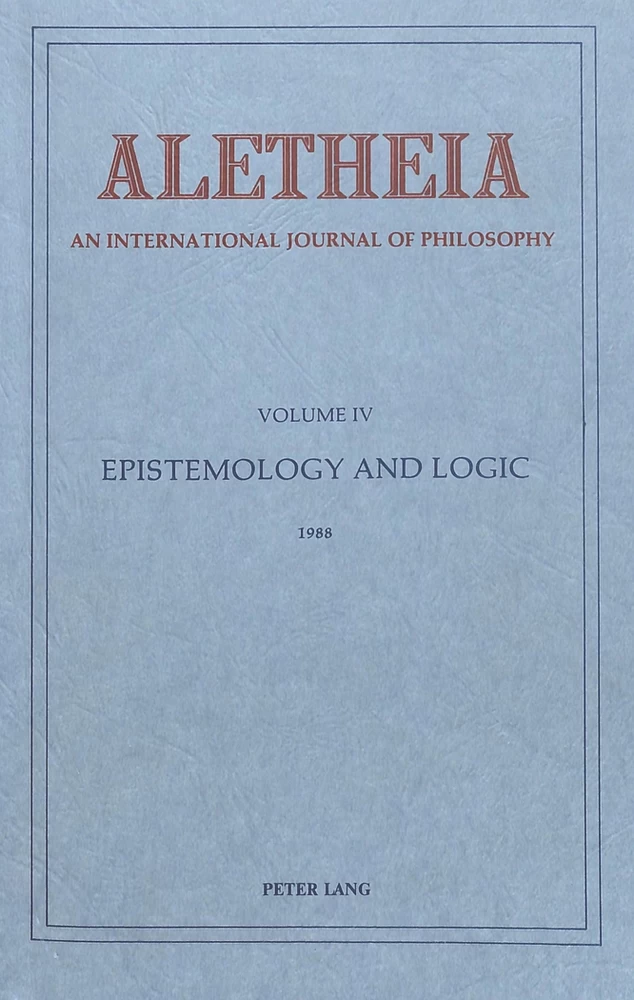 Title: Aletheia: An International Yearbook of Philosophy