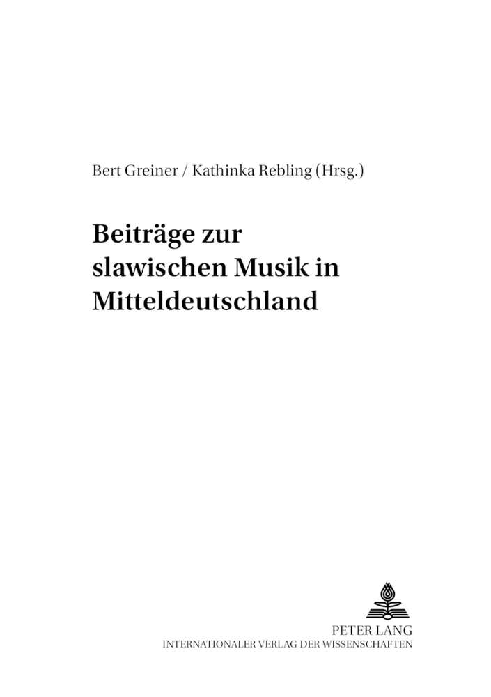 Titel: Beiträge zur slawischen Musik in Mitteldeutschland