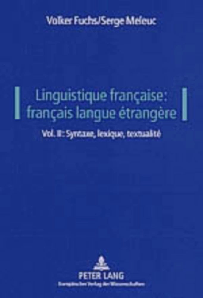 Titre: Linguistique française: français langue étrangère