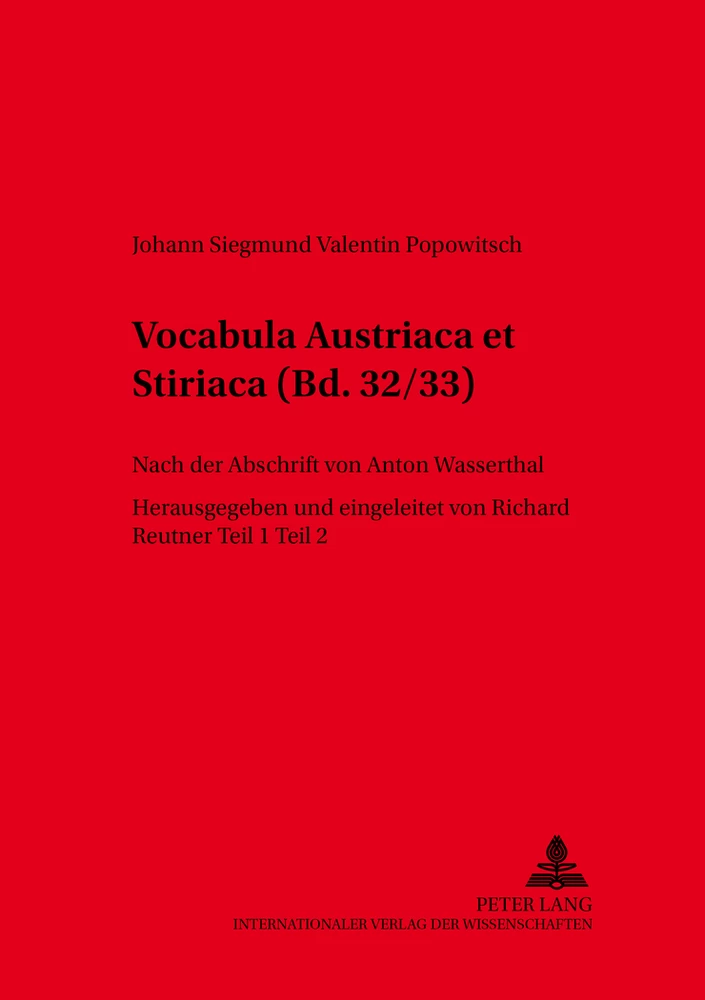 Titel: Vocabula Austriaca et Stiriaca