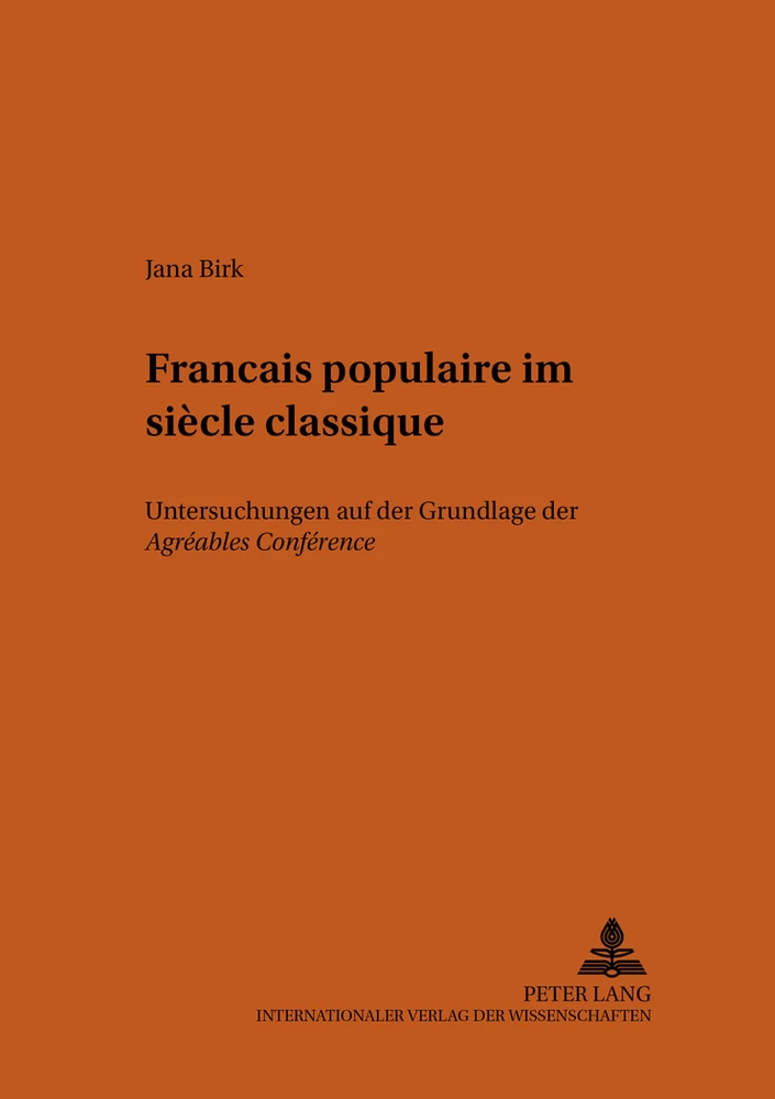 Title: Français populaire im siècle classique