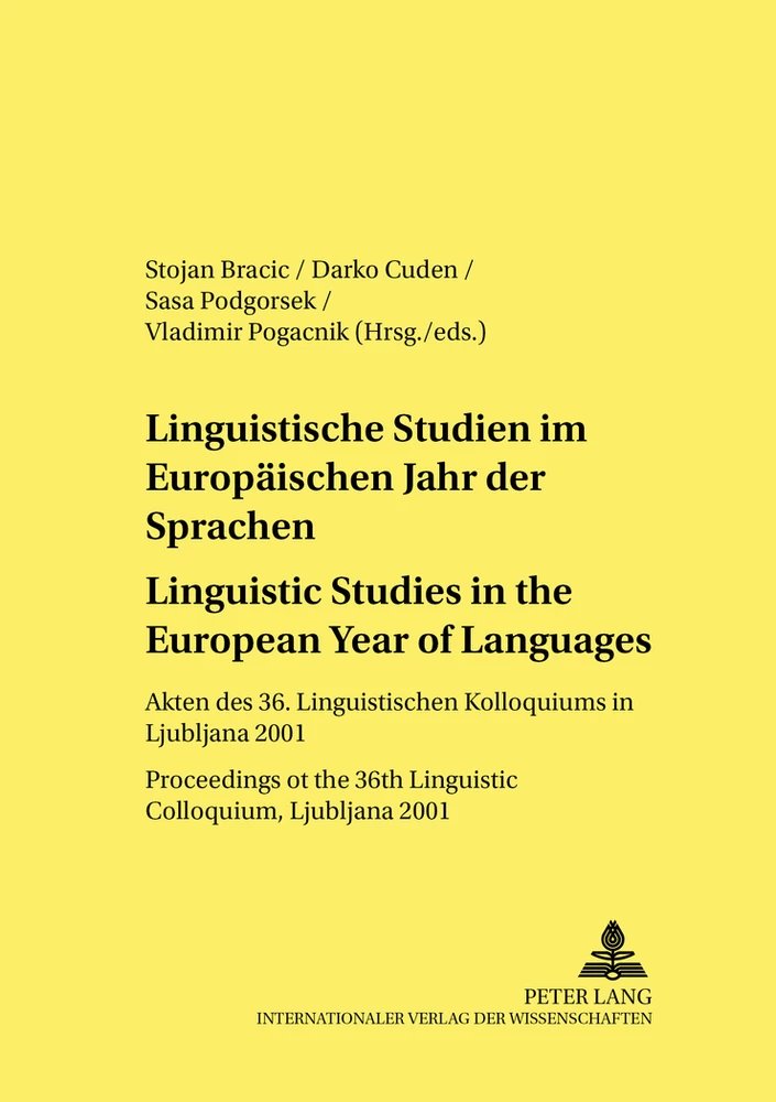 Titel: Linguistische Studien im Europäischen Jahr der Sprachen / Linguistic Studies in the European Year of Languages