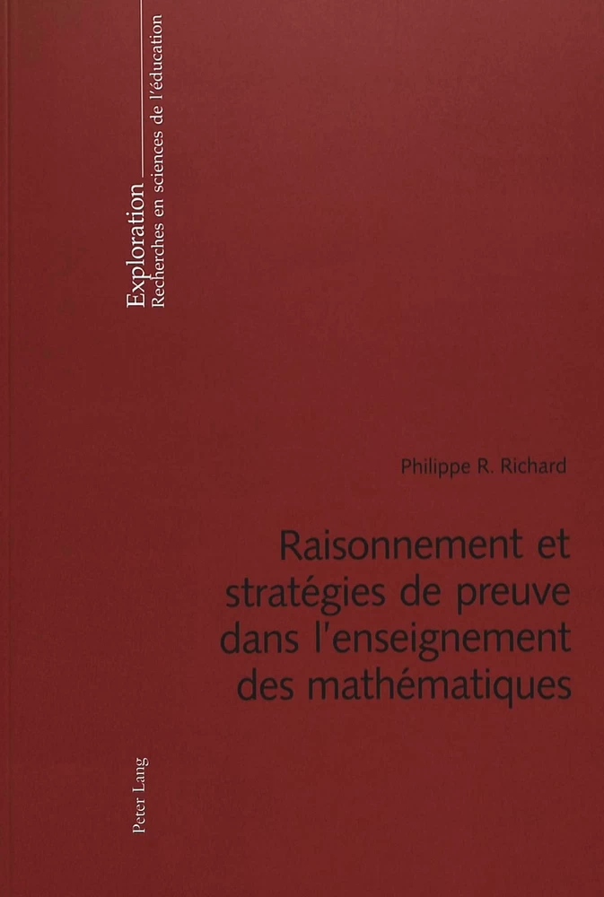 Title: Raisonnement et stratégies de preuve dans l’enseignement des mathématiques