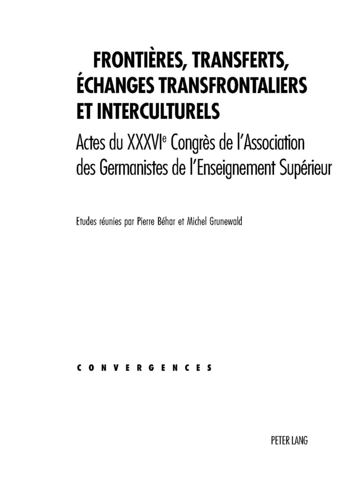Title: Frontières, transferts, échanges transfrontaliers et interculturels