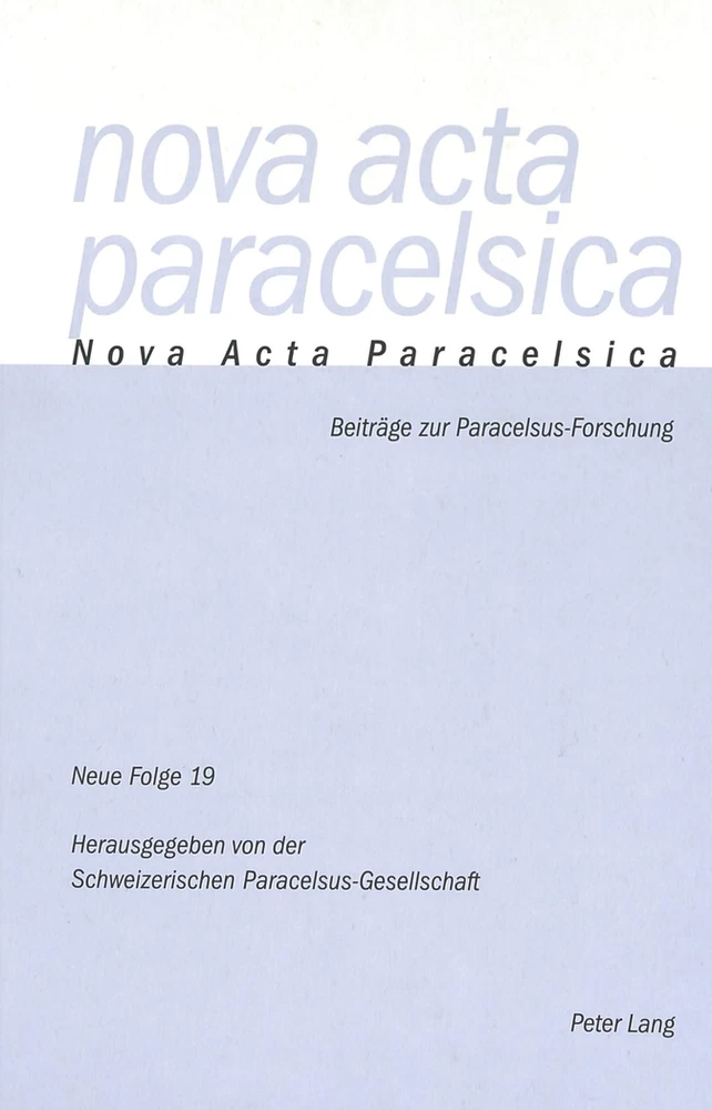 Titel: Nova Acta Paracelsica 19