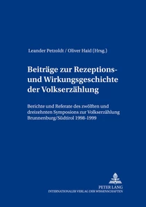 Titel: Beiträge zur Rezeptions- und Wirkungsgeschichte der Volkserzählung