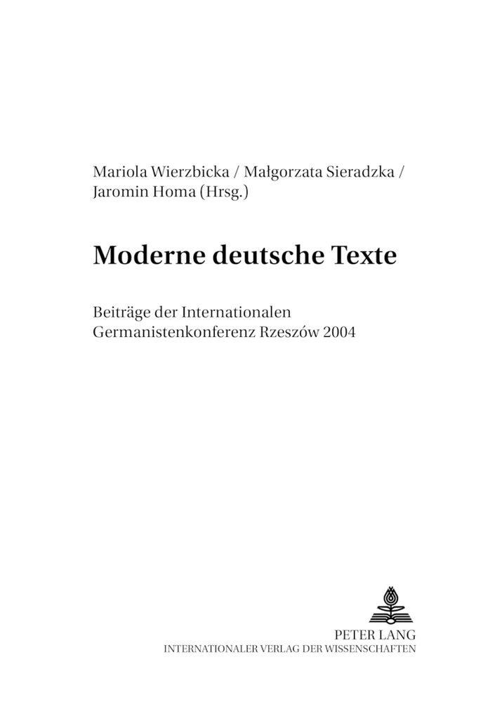 Titel: Moderne deutsche Texte
