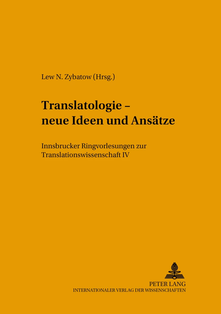Title: Translatologie – neue Ideen und Ansätze