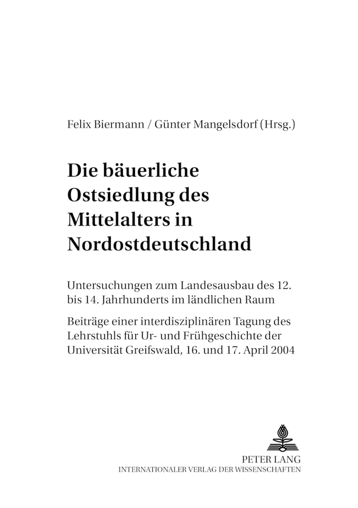 Titel: Die bäuerliche Ostsiedlung des Mittelalters in Nordostdeutschland
