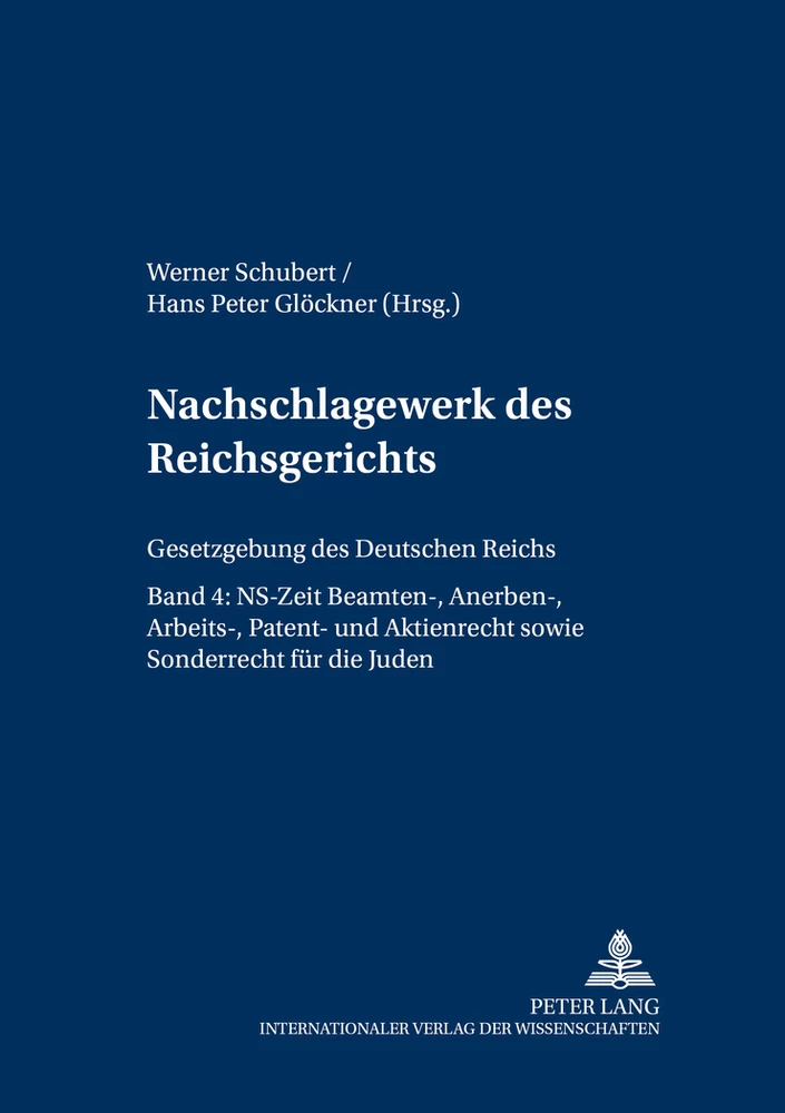 Title: Nachschlagewerk des Reichsgerichts – Gesetzgebung des Deutschen Reichs
