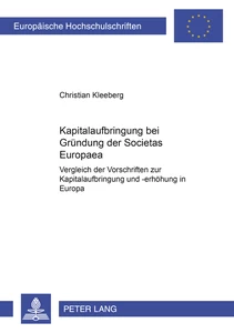 Title: Kapitalaufbringung bei Gründung der Societas Europaea