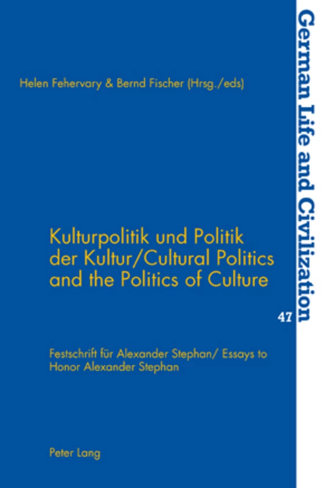 Titel: Kulturpolitik und Politik der Kultur- Cultural Politics and the Politics of Culture