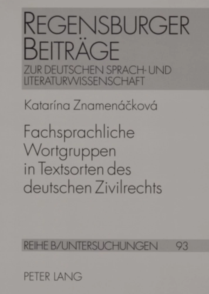 Titel: Fachsprachliche Wortgruppen in Textsorten des deutschen Zivilrechts