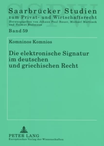 Titre: Die elektronische Signatur im deutschen und griechischen Recht