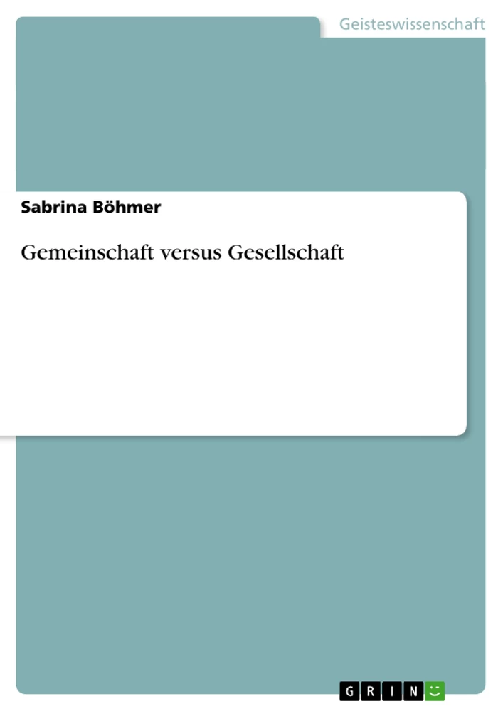 Title: Gemeinschaft versus Gesellschaft