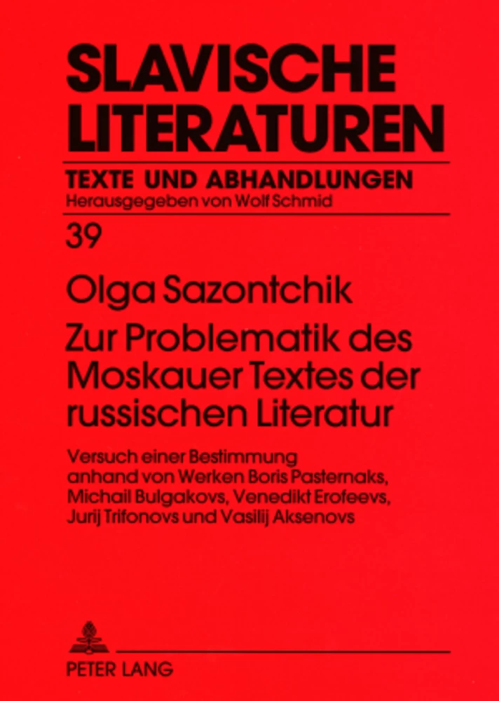 Title: Zur Problematik des Moskauer Textes der russischen Literatur