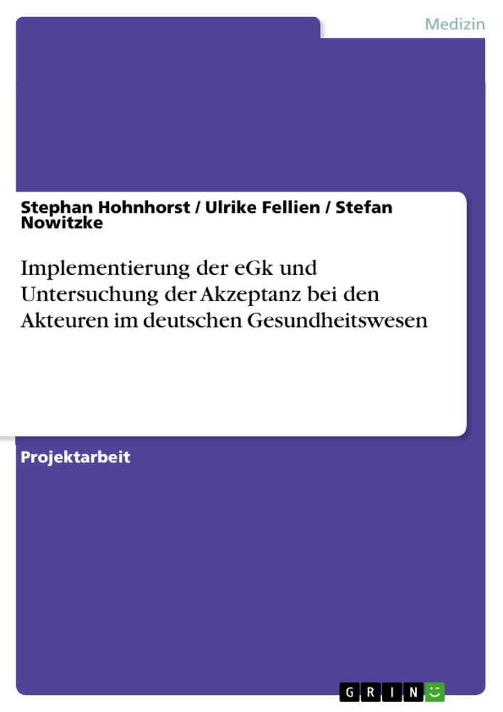 Titel: Implementierung der eGk und Untersuchung der Akzeptanz bei den Akteuren im deutschen Gesundheitswesen