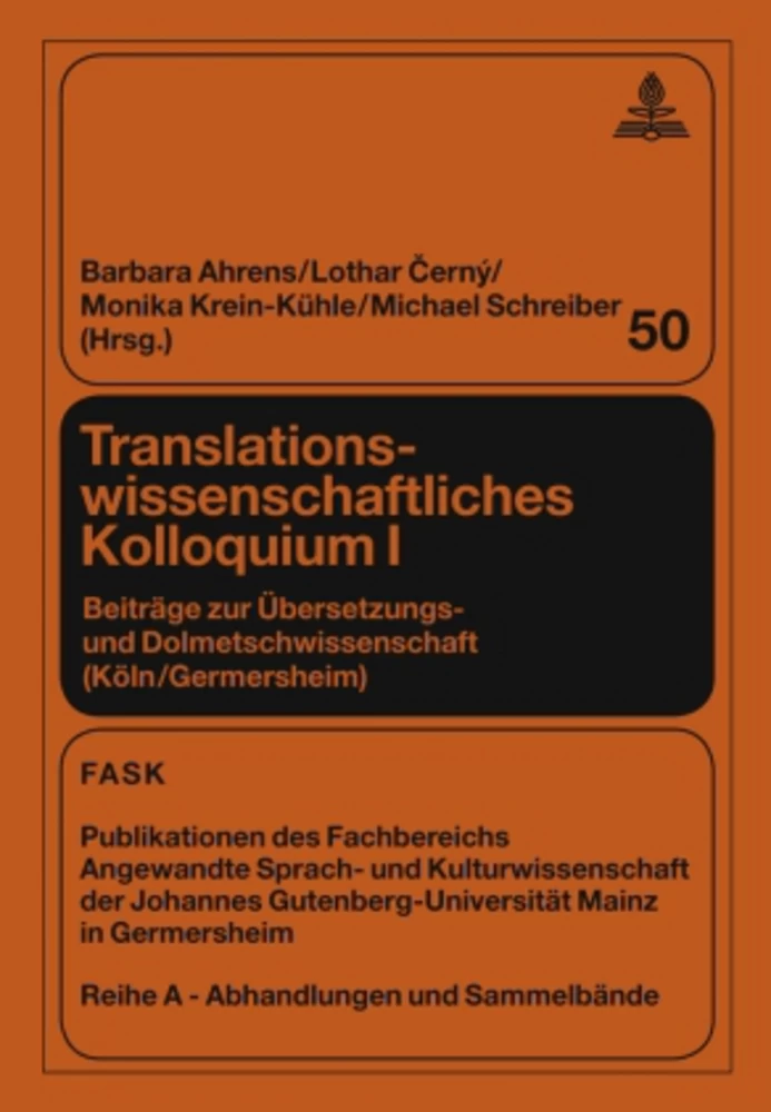 Titel: Translationswissenschaftliches Kolloquium I