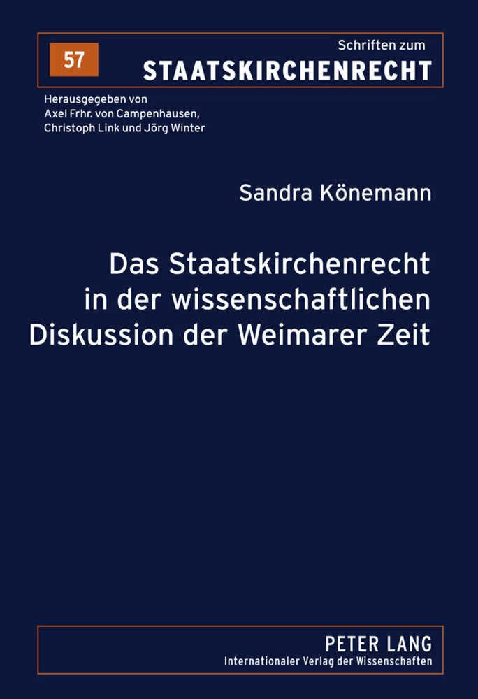 Titel: Das Staatskirchenrecht in der wissenschaftlichen Diskussion der Weimarer Zeit