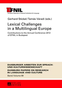Titre: Lexical Challenges in a Multilingual Europe