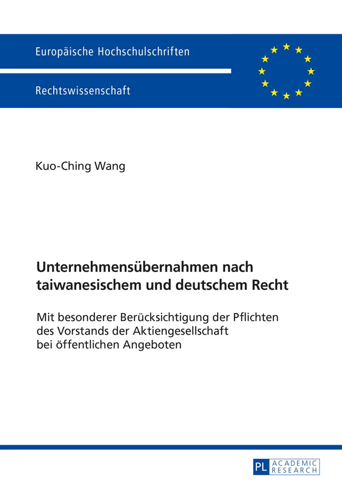 Titel: Unternehmensübernahmen nach taiwanesischem und deutschem Recht