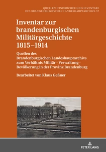 Title: Inventar zur brandenburgischen Militärgeschichte 1815–1914