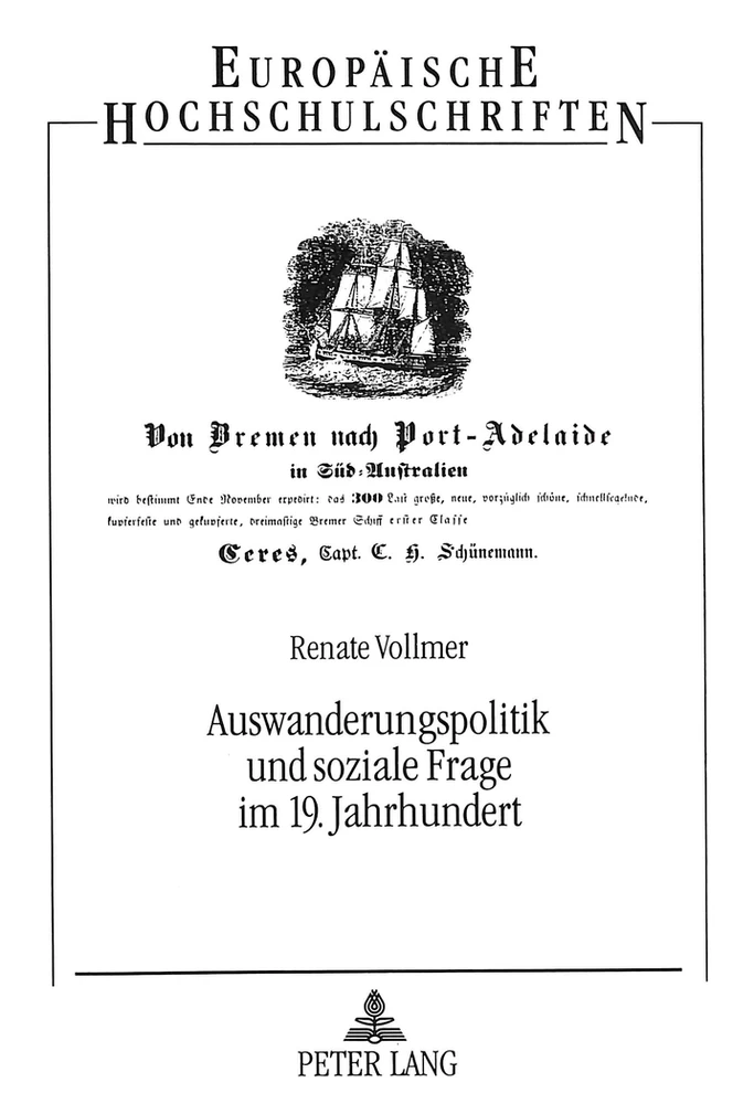 Title: Auswanderungspolitik und soziale Frage im 19. Jahrhundert