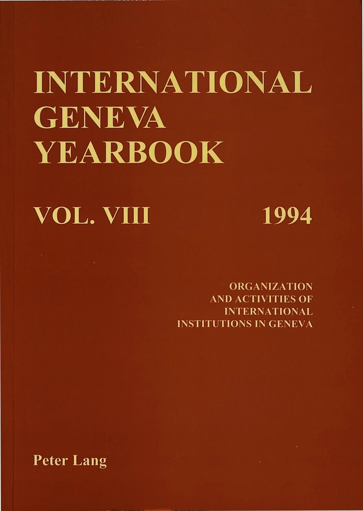 Title: International Geneva Yearbook: Vol. VIII/1994