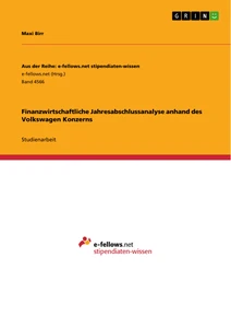 Título: Finanzwirtschaftliche Jahresabschlussanalyse anhand des Volkswagen Konzerns