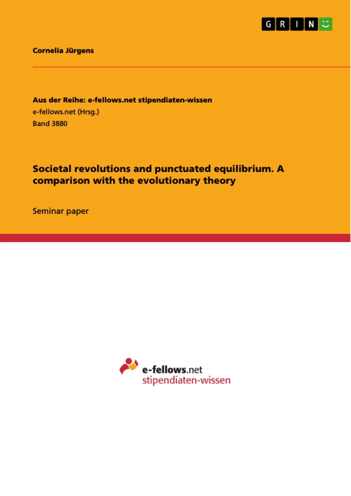 Title: Societal revolutions and punctuated equilibrium. A comparison with the evolutionary theory