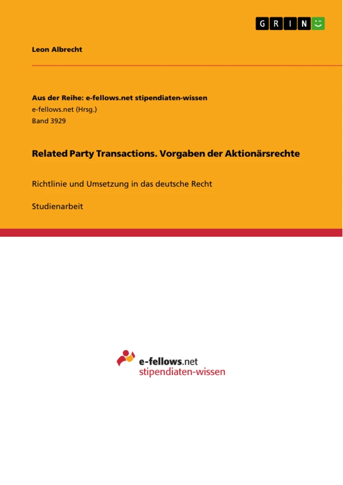 Titel: Related Party Transactions. Vorgaben der Aktionärsrechte