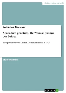 Title: Aeneadum genetrix - Der Venus-Hymnus des Lukrez
