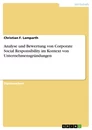 Titel: Analyse und Bewertung von Corporate Social Responsibility im Kontext von Unternehmensgründungen
