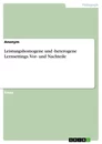 Título: Leistungshomogene und -heterogene Lernsettings. Vor- und Nachteile