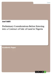 Titel: Preliminary Considerations Before Entering into a Contract of Sale of Land in Nigeria