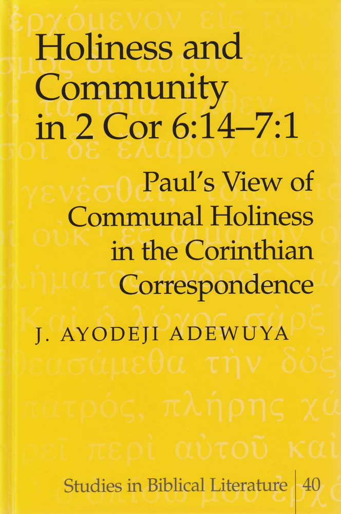 Title: Holiness and Community in 2 Cor 6:14–7:1