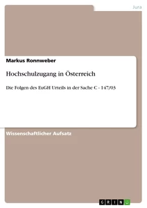 Título: Hochschulzugang in Österreich